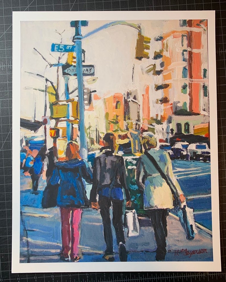 NYC East Village Art Lower Eastside Winter City Painting 5x7 8x10 11x14 Print of Painting by Gwen Meyerson