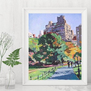 Central Park New York Art, NYC Painting,  Autumn Landscape, Wall Decor Print,  Gwen Meyerson