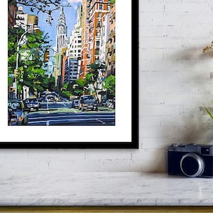 Chrysler Building Print Art. New York Cityscape Wall Art. Eastside Painting. Iconic Manhattan Building. Gwen Meyerson image 6