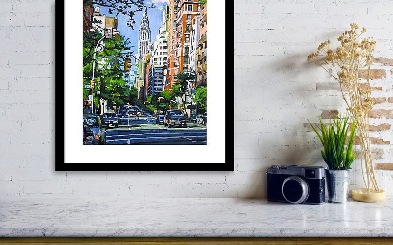 Chrysler Building Print Art. New York Cityscape Wall Art. Eastside Painting. Iconic Manhattan Building. Gwen Meyerson image 6