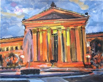 Philadelphia Art Museum,  Philly Art Print Wall decor.  Watercolor Print. Gwen Meyerson