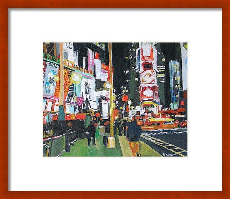 Broadway Times Square New York Art, Living Room Decor. NYC Cityscape Art Print of Painting by Gwen Meyerson image 3