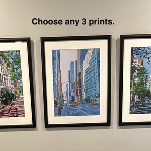 Set of 3 Prints. Home Decor.  NYC and Brooklyn Painting. Wall Art. Gwen Meyerson