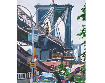 Brooklyn Bridge Painting. Living Room Decor. New York Art. Dumbo Neighborhood  Cityscape Fine Art Print, NYC Painting by Gwen Meyerson