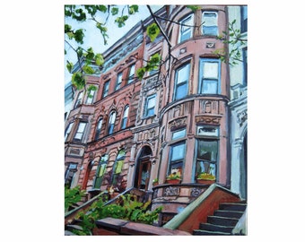 Brooklyn Brownstone Art Print: Park Slope, NYC Cityscape Painting, Gwen Meyerson Art