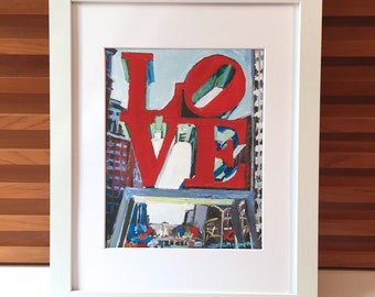 Philadelphia Love Painting, Framed in White or Black Cityscape. Philly  Gwen Meyerson