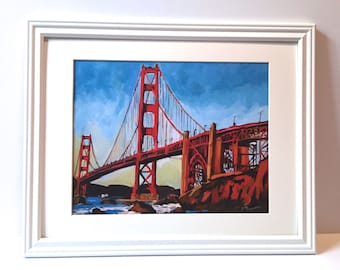 Golden Gate Bridge San Francisco Painting Art Print Cityscape by Gwen Meyerson