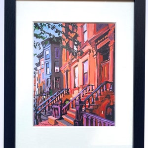 Park Slope Brooklyn Brownstones Print, Home Wall Decor. White frame or Black frame. Gwen Meyerson black 12x15" frame