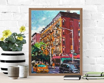 NYC West Village Painting, Greenwich Village, New York Art Print, Wall Art Gift for New Yorker Gwen Meyerson