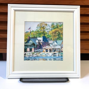 Philadelphia Painting. Living Room Decor. Art Print. Boathouse Row Painting. Schuylkill River Philly Art Print by Gwen Meyerson lg. frame14.5 square inches