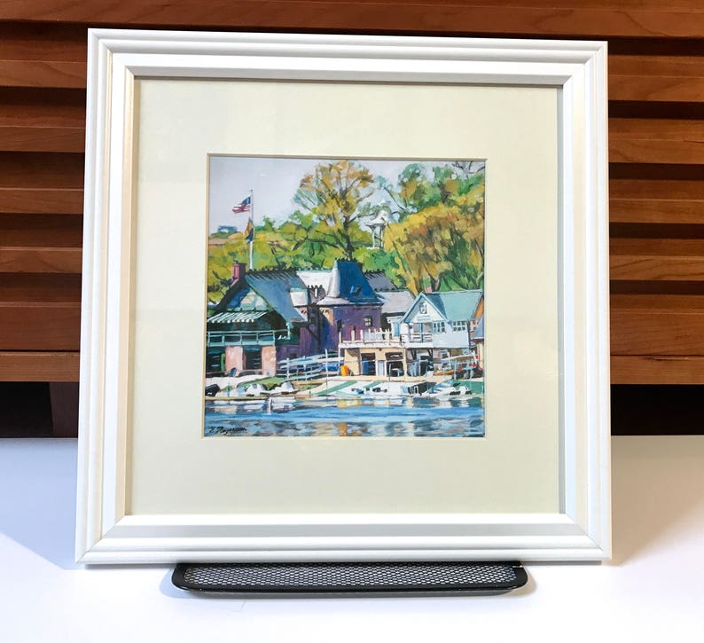 Philadelphia Painting. Living Room Decor. Art Print. Boathouse Row Painting. Schuylkill River Philly Art Print by Gwen Meyerson lg. frame14.5 square inches