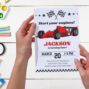 Editable Racecar Birthday Invitation: Start Your Engines (Digital Download)