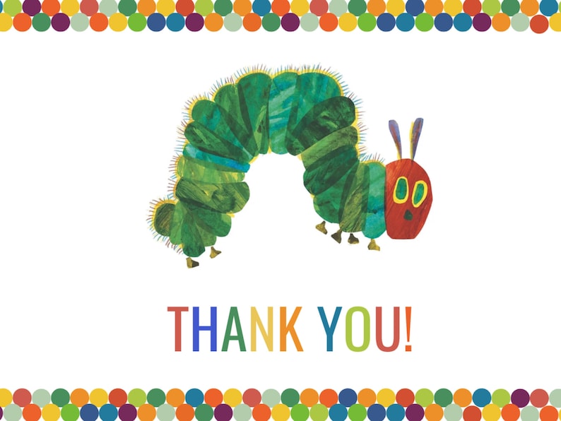 Very Hungry Caterpillar Birthday Thank You Card Birthday Party