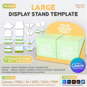 Large Blind Box and Display Stand Box Canva Template Editable DIY Surprise Gift Box for Him