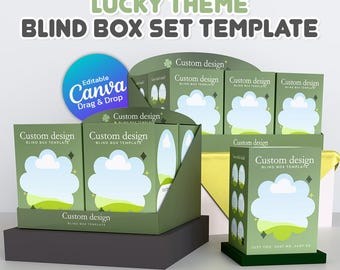 Green blind box design template Editable DIY Surprise Gift Box for Him