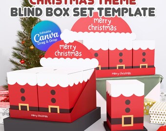 Plantilla de diseño de caja sorpresa navideña de Papá Noel editable para armar uno mismo. Caja de regalo sorpresa para niños.