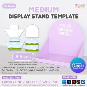 Medium Display Stand Box Canva Template Editable DIY Surprise Gift Box for Him