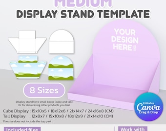 Medium Display Stand Box Canva Template Editable DIY Surprise Gift Box for Him