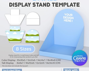 Small Display Stand Box Canva Template Editable DIY Surprise Gift Box for Him