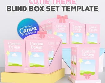 Rosa blind Box Design Vorlage Editierbare DIY Überraschungsgeschenkbox für Ihn