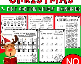 Christmas 2-Digit Addition Without Regrouping | Grade 2 Math Worksheets