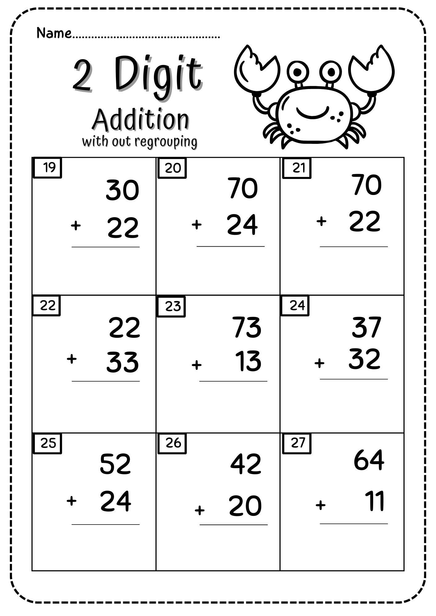 2 Digit Addition With and Without Regrouping - Etsy