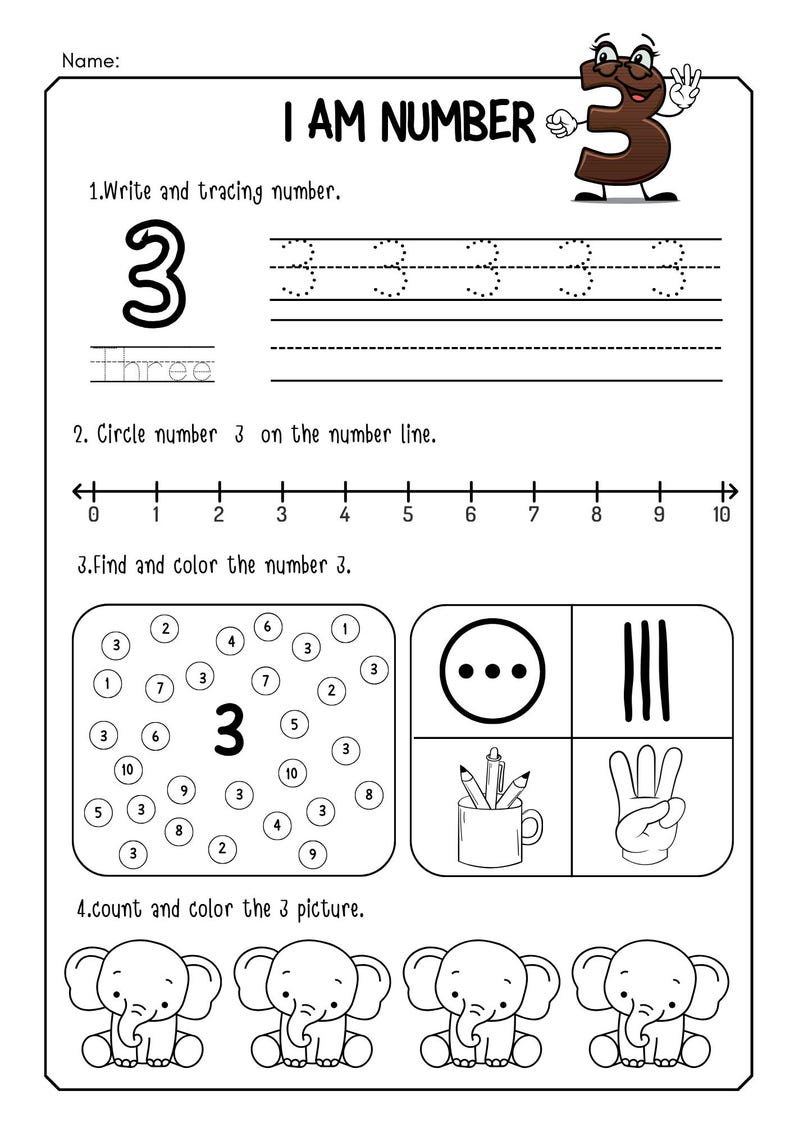 Number Practice 1-10 | Kindergarten Math Worksheets (write, Trace ...