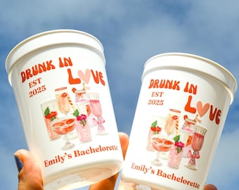 Drunk in Love Bachelorette Party Cups: Custom Party Decor