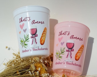 Custom That's Amore Bachelorette Party Cups, Italian Summer Bach Decor, Italy Bridal Party Cup