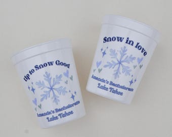 Snow in Love Bachelorette Party Cups: Winter Bach Decor