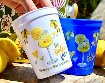 Personalized La Dolce Vita Bachelorette Party Cups: Italian Summer Theme