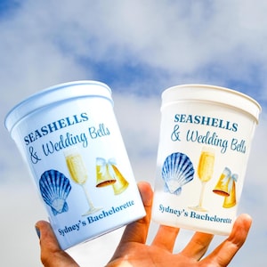 Seashells & Wedding Bells Bachelorette Party Cups: Last Toast on the Coast