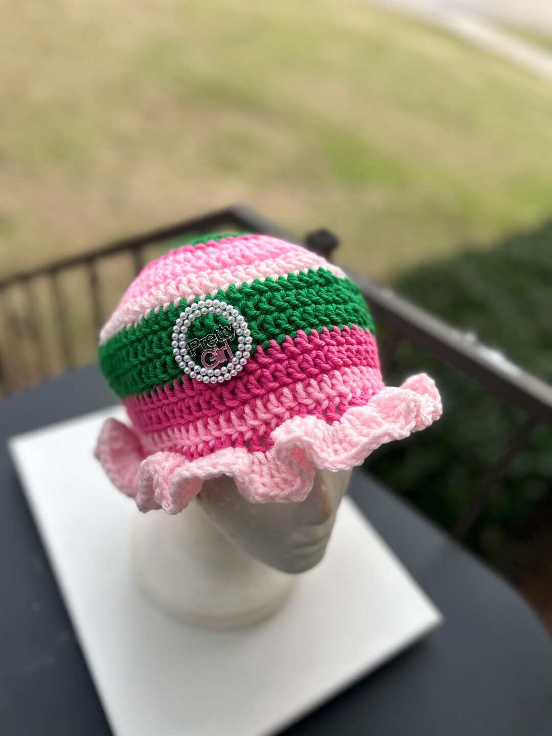 Ruffle Hat With Gems and Pins - Etsy