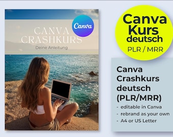Canva Kurs deutsch eBook derechos de etiqueta privada MRR Cursos de Canva Curso de Canva Canva Crashkurs Obsequio Lead Magnet PLR Obsequio para marketing