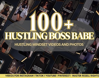 Bobines Hustling Mindset Woman, vidéos motivantes, vidéos sans visage, droits de revente principaux, lot de bobines, bobines inspirantes, bobines Boss Babe,