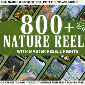 800+  Nature Aesthetic Faceless Video Reels Bundle, Matching Instagram Photo Post, Faceless  Marketing,Stock Videos, Master Resell Rights,