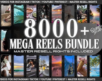 Plus de 8 000 méga bobines, vidéos esthétiques sans visage, modèles de bobines Instagram, droits de revente principaux, vidéos de stock, vidéos de marketing numérique,