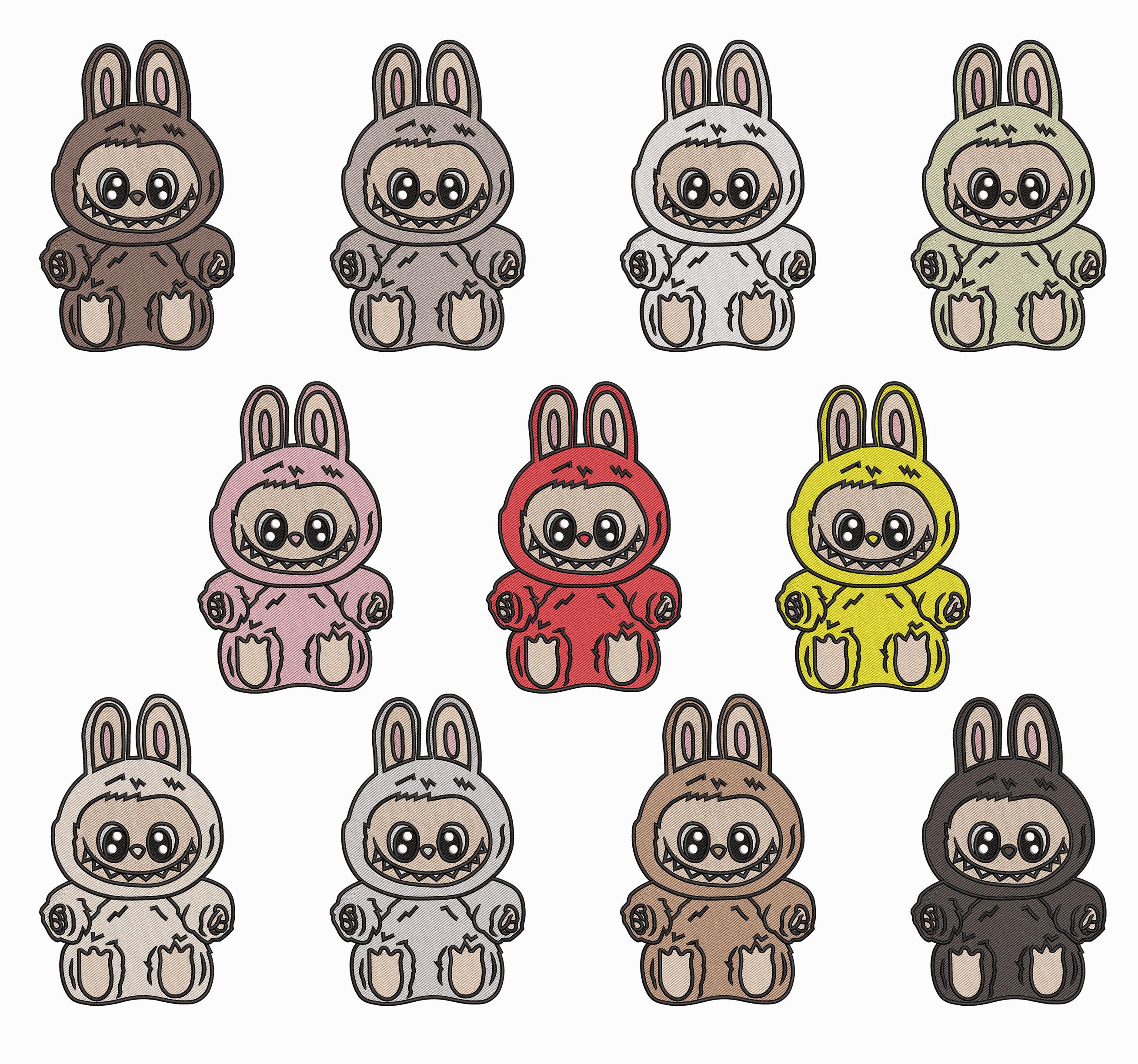 Pack of 11 Cute Labubu for Embroidery Digital, Cute