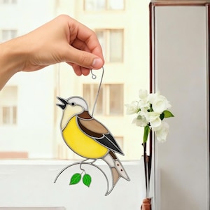 Fathers Day gift, Custom Bird stained glass suncatcher, Bird Stained Glass, Gift for mom, Bird gift, Housewarming gift