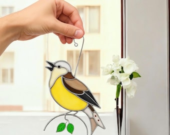 Handmade Bird Stained Glass Suncatcher: Unique Window Decor