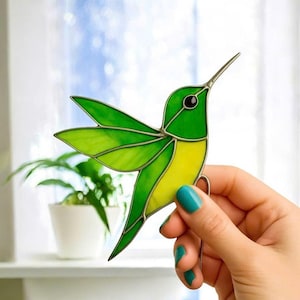 Stained glass hummingbird planter, Custom stained glass  add charm to plants and windows, Bird suncatcher, Beautiful handmade gift, Decor