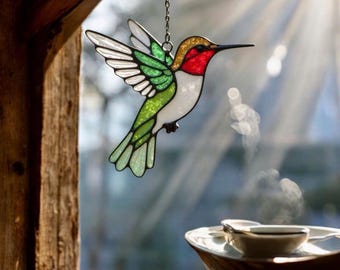 Custom stained glass Fathers Day gift, Hummingbird Stained Glass, Holiday Gift, Mother's day gift, Housewarming gift