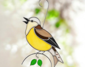Custom Bird stained glass suncatcher ,Fathers Day gift, Bird Stained Glass, Gift for mom, Bird gift, Housewarming gift