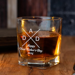 Glückliches erstes Vatertagsgeschenk, neuer Vater-Whiskyglas, personalisiertes Whiskyglas für Vater, erste Zeit-Vatergeschenk, Vater hergestellt 2025 Glasgeschenk