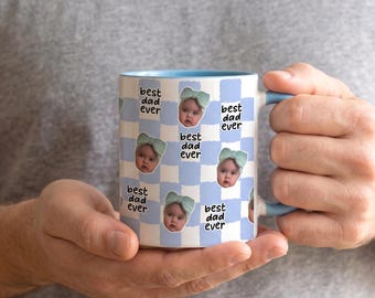 Taza retro personalizada con foto de bebé "El mejor papá del mundo", regalo personalizado para el Día del Padre, agradecimiento al papá primerizo, regalo de cumpleaños para papá.