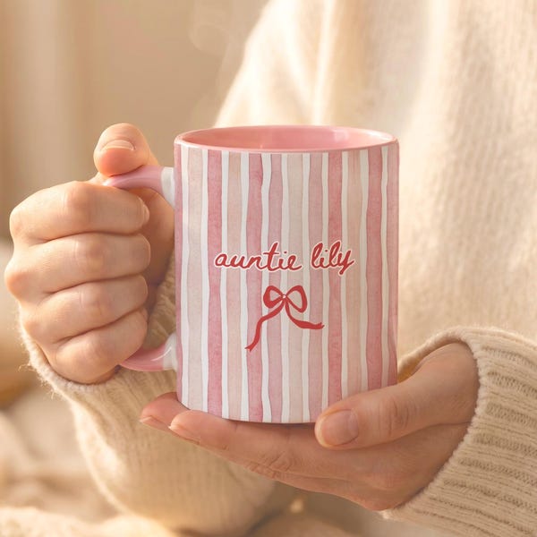 Personalized Auntie Mug, Baby Announcement Gift For Aunt, Tia Zia Coffee Cup, Pregnancy Reveal, New Aunt Gift Idea, Custom Name Mug