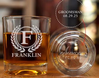 Groomsmen Whiskey Glasses, Personalized Engraved Whisky Glass, Groomsmen Gift Ideas, Old Fashion Glass for Wedding Gift, Best Men Proposal