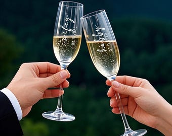 Wedding Champagne Flutes, Personalized Mr & Mrs Glasses, Set of 2 Toasting Glasses for Wedding, Champagne Glasses, Anniversary Gift, Wedding
