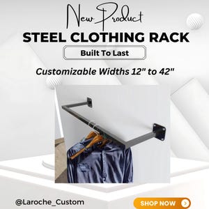 Steel Clothing Rack – Wall Mounted Clothes Rack , Metal Wardrobe Rail, Clothing Hanger, Wall Garment Rack, trapeze clothes rack, Towel Bar