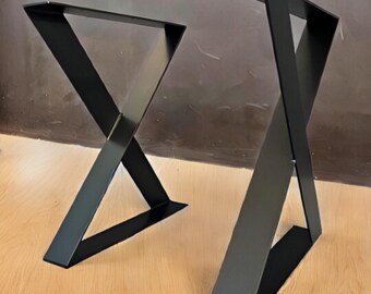 X-Frame Metal Table Legs– Customize Height and Width - Minimalist DIY Table Legs - Heavy Duty Construction - Supports Stone - Granite - Wood